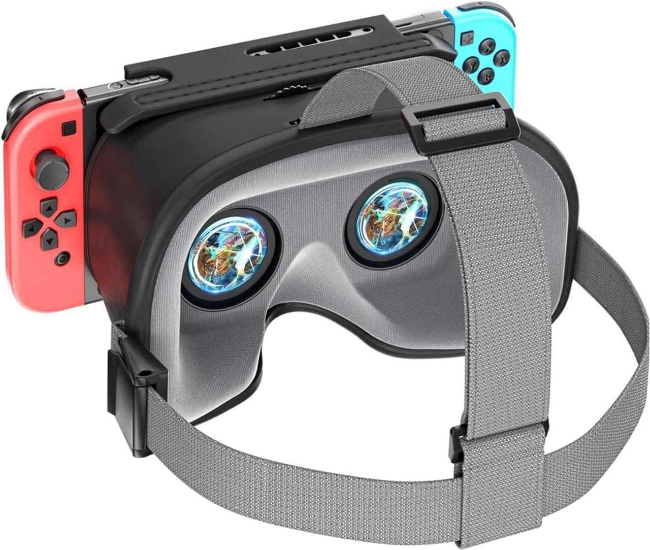 Adjustable VR Headset for Nintendo Switch & OLED - Upgraded HD Lenses, 3D Glasses Compatible with Original & OLED Switch Models, Switch VR Kit