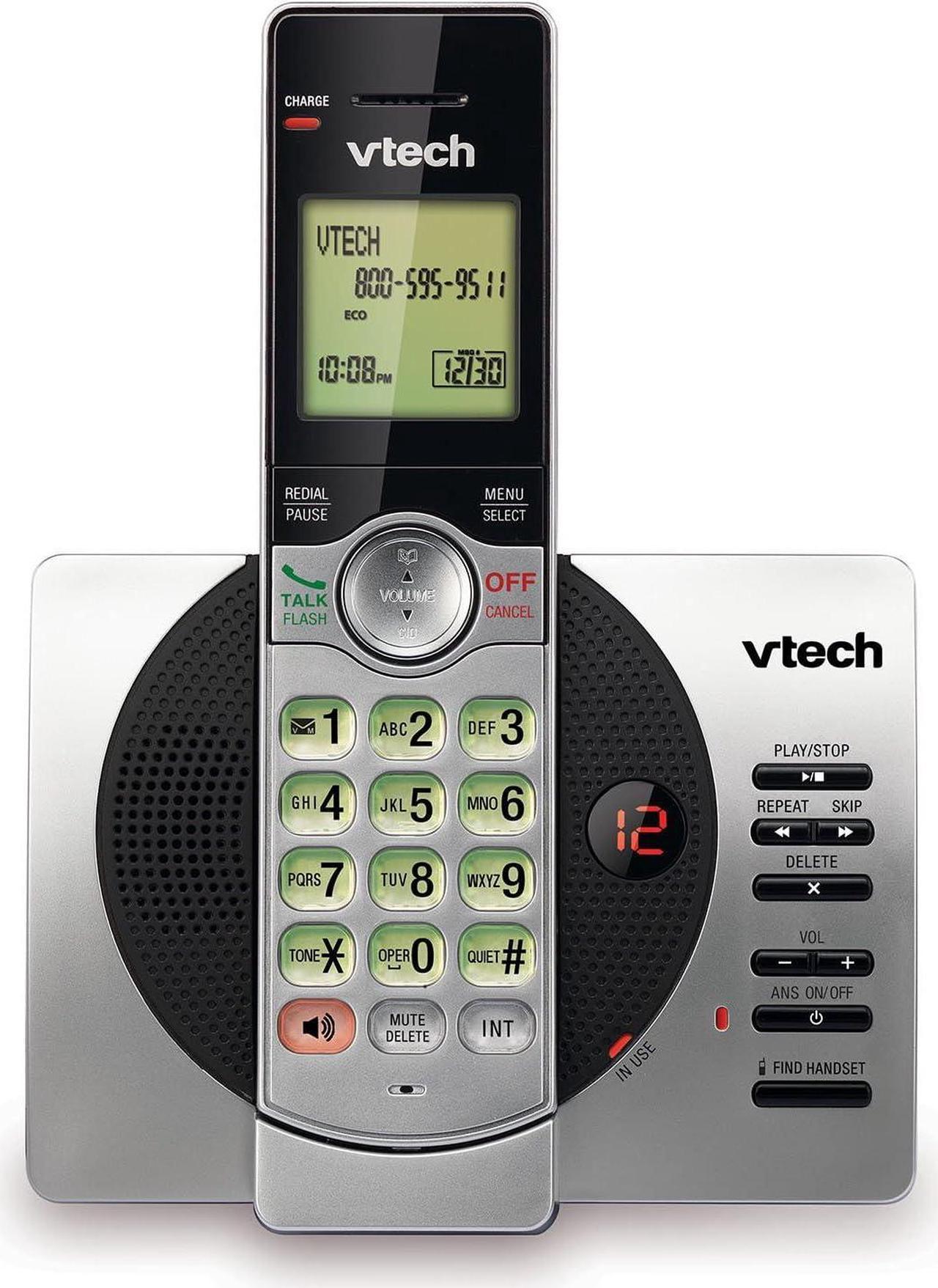 VTech DECT 6.0 Single Handset Cordless Phone with ITAD, CID, Backlit Keypad and Screen, Full Duplex Handset Speakerphone, Call Block Silver/Black - CS6929