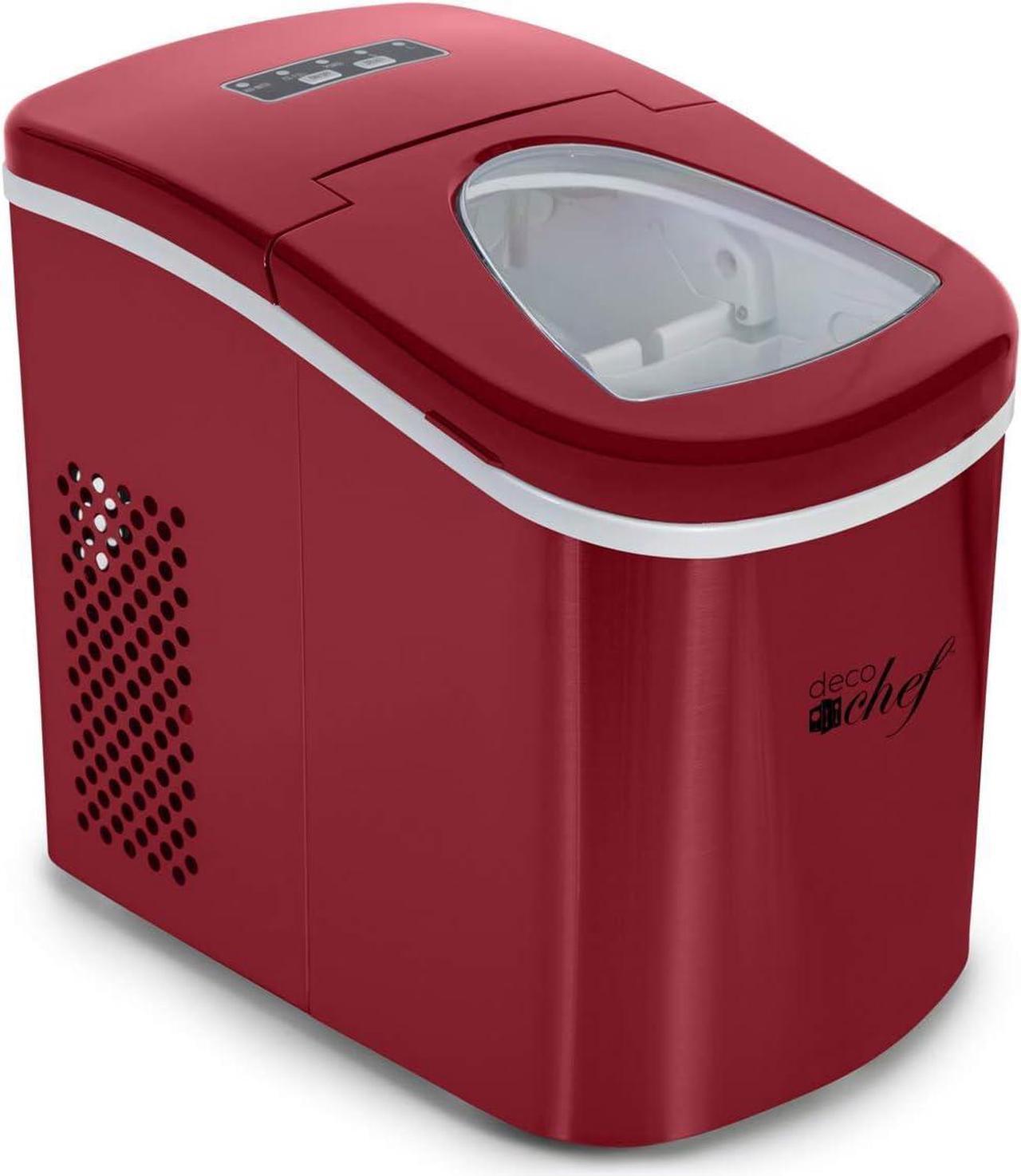 Deco Rapid Portable Automatic Electric Countertop Ice Maker - 6 Great Colors Compact Top Load 26 Lbs. Per Day Great For Party Hosting Never Run Out Of Ice Again, Self Cleaning (Red)