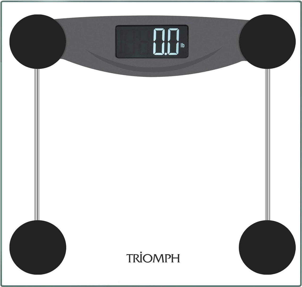 Triomph Digital Body Weight Bathroom Scale Weighing Scale with Smart Step-on Technology, Large Platform, 400 Pounds Capacity, Black