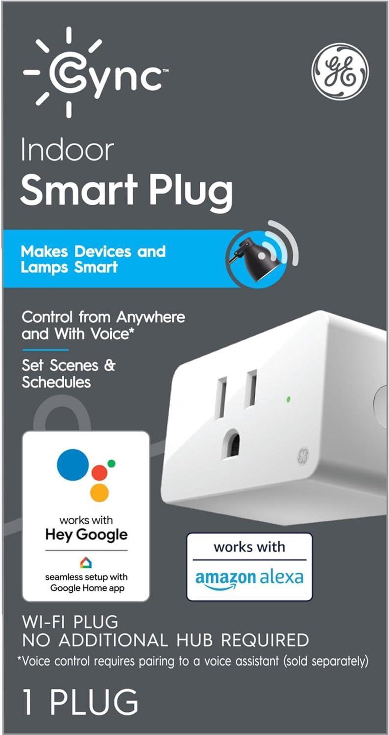 GE CYNC Smart Plug, Indoor Bluetooth and Wi-Fi Outlet Socket, Works with Alexa and Google (1 Pack)