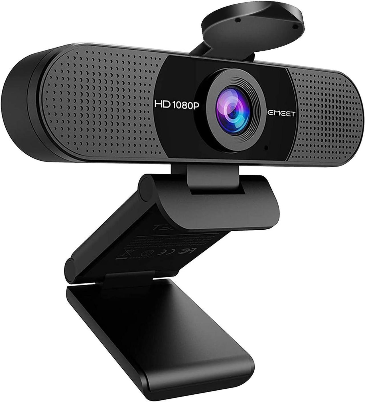 EMEET 1080P Webcam with Microphone, C960 Web Camera, 2 Mics Streaming Webcam with Privacy Cover, 90°View Computer Camera, Plug&Play USB Webcam for Calls/Conference, Zoom/Skype/YouTube, Laptop/Desktop