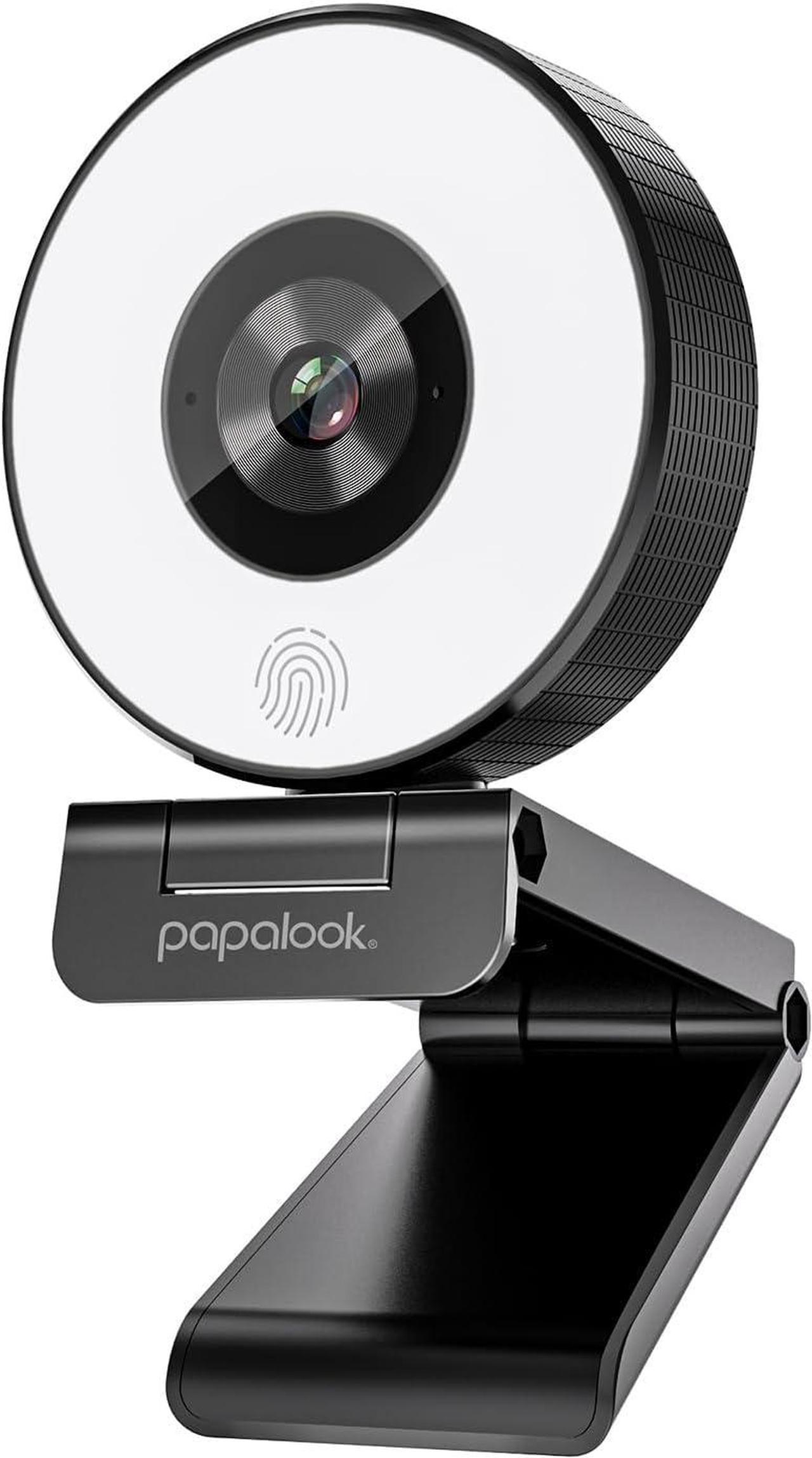 papalook 1080P Webcam with Ring Light and Privacy Cover, PA552 Full HD Streaming Web Camera with Dual Microphones, Plug and Play USB Webcam for PC Laptop Desktop, Zoom Skype Teams Video Conference