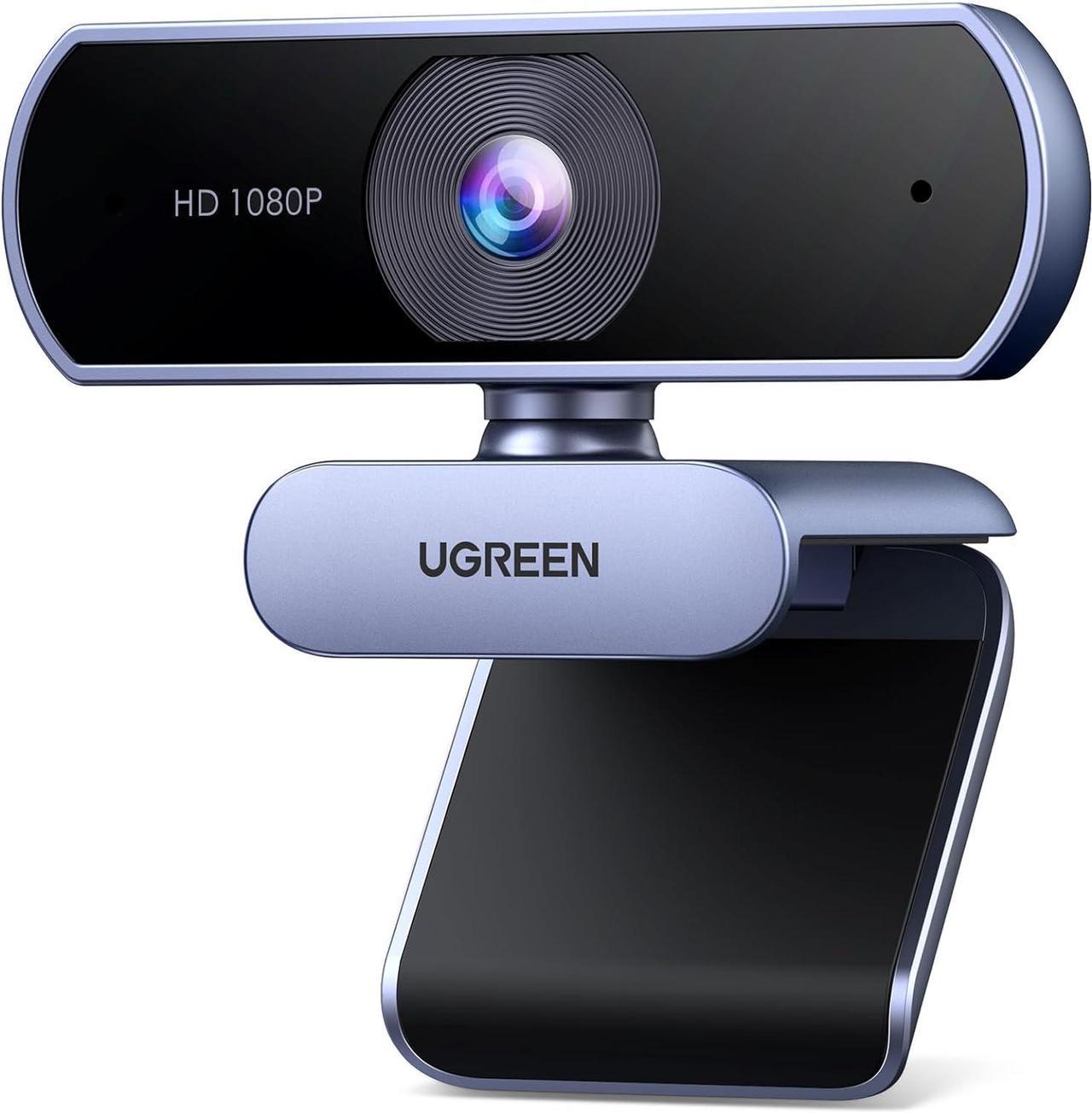 UGREEN 1080P Webcam with 2 Noise-Canceling Microphones, Live Streaming Web Camera, HD Auto Light Correction, USB Computer Camera for Zoom/Skype/Teams, Conferencing & Video Calling, PC/Mac/Laptop