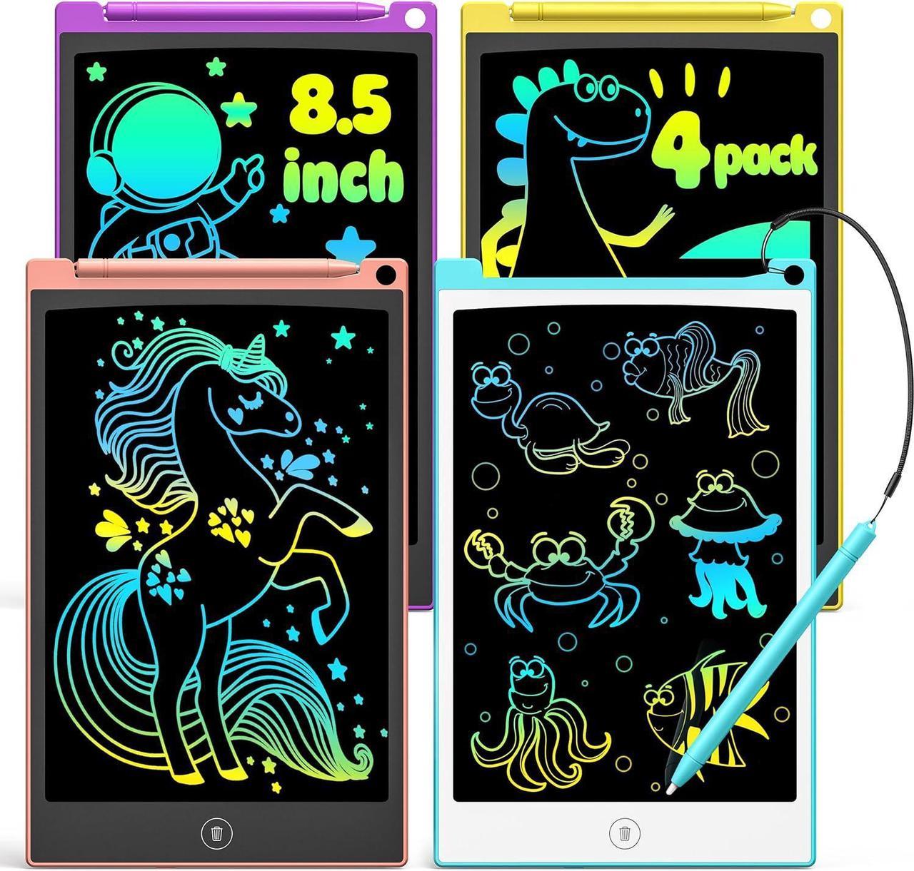 TECJOE 4 Pack LCD Writing Tablet, 8.5 Inch Colorful Doodle Board Drawing Tablet for Kids, Kids Travel Games Activity Learning Toys Birthday Gifts for 3 4 5 6 Year Old Boys and Girls Toddlers