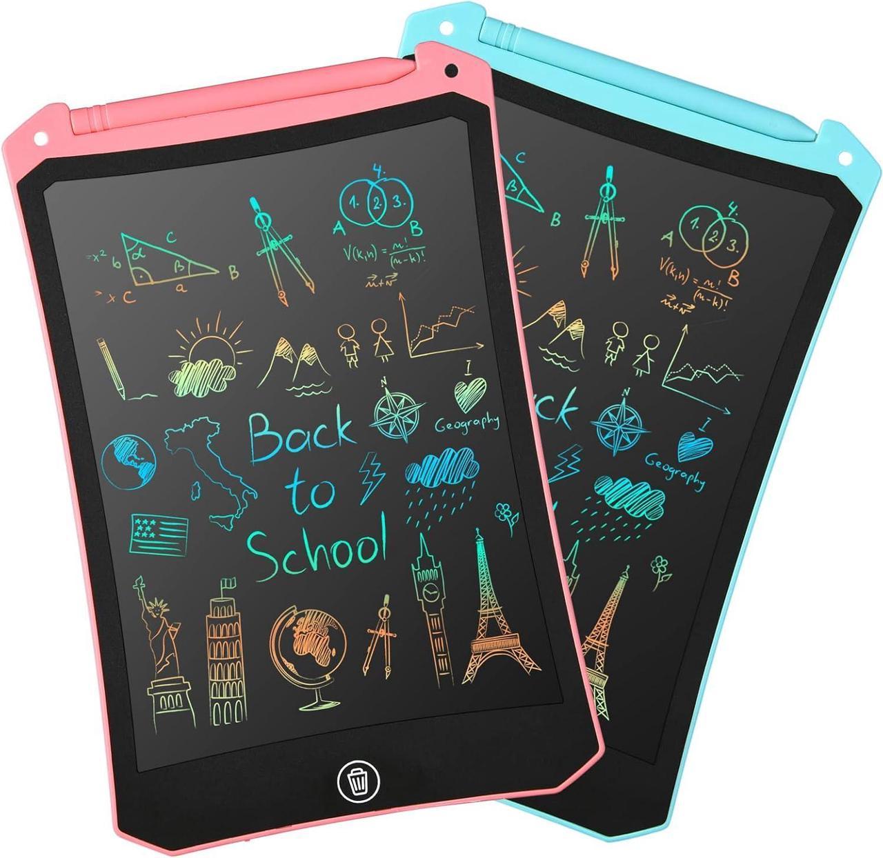 cimetech 2 Pack LCD Writing Tablet for Kids Toys, Colorful Drawing Tablet Doodle Board Writing Pad for Kids, Toddler Travel Activity Learning Toys Gifts for 3-12 Years Old Boys Girls (Blue&Pink)