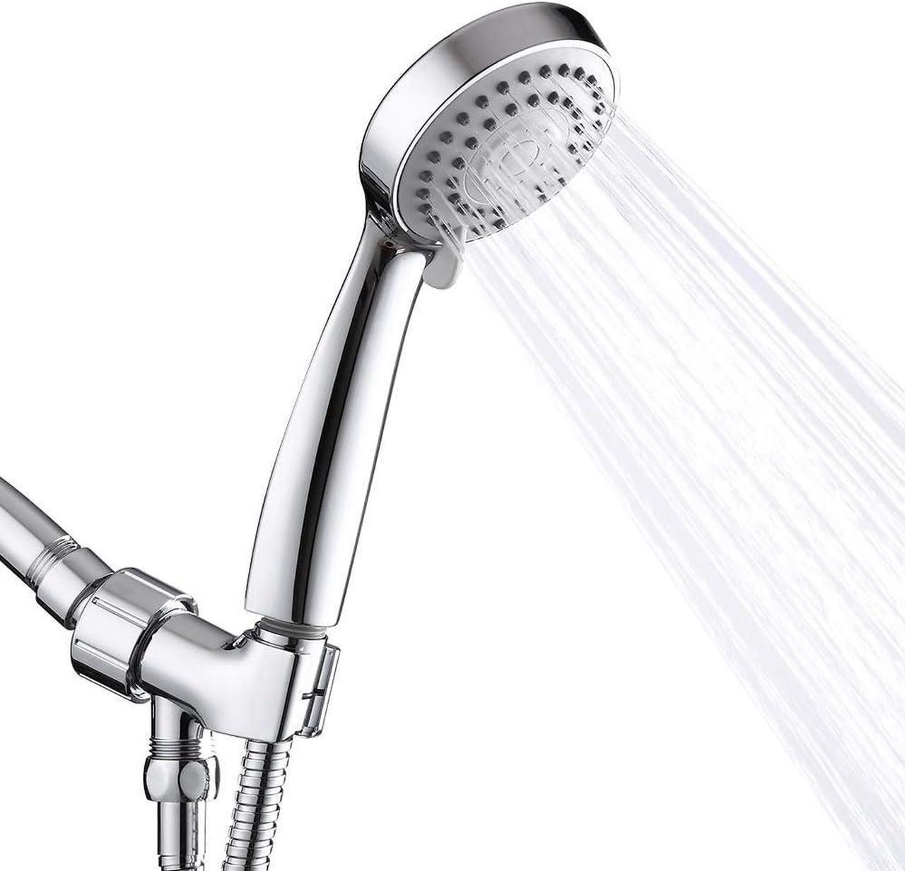 Shower head, Aen Art 3.3inches Chrome Finished High Pressure Handheld Shower Head, 3-Settings Luxury Rainfall Spa Detachable Shower Set with 5Ft Hose Bracket Teflon Washer