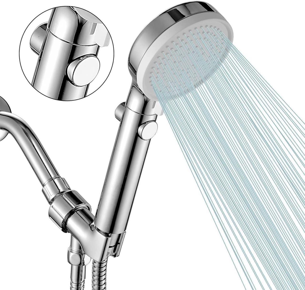 DOILIESE High Pressure Shower Head Handheld with ON/Off Switch, 3-Modes Hand held Shower Head with Hose,Chrome Finish