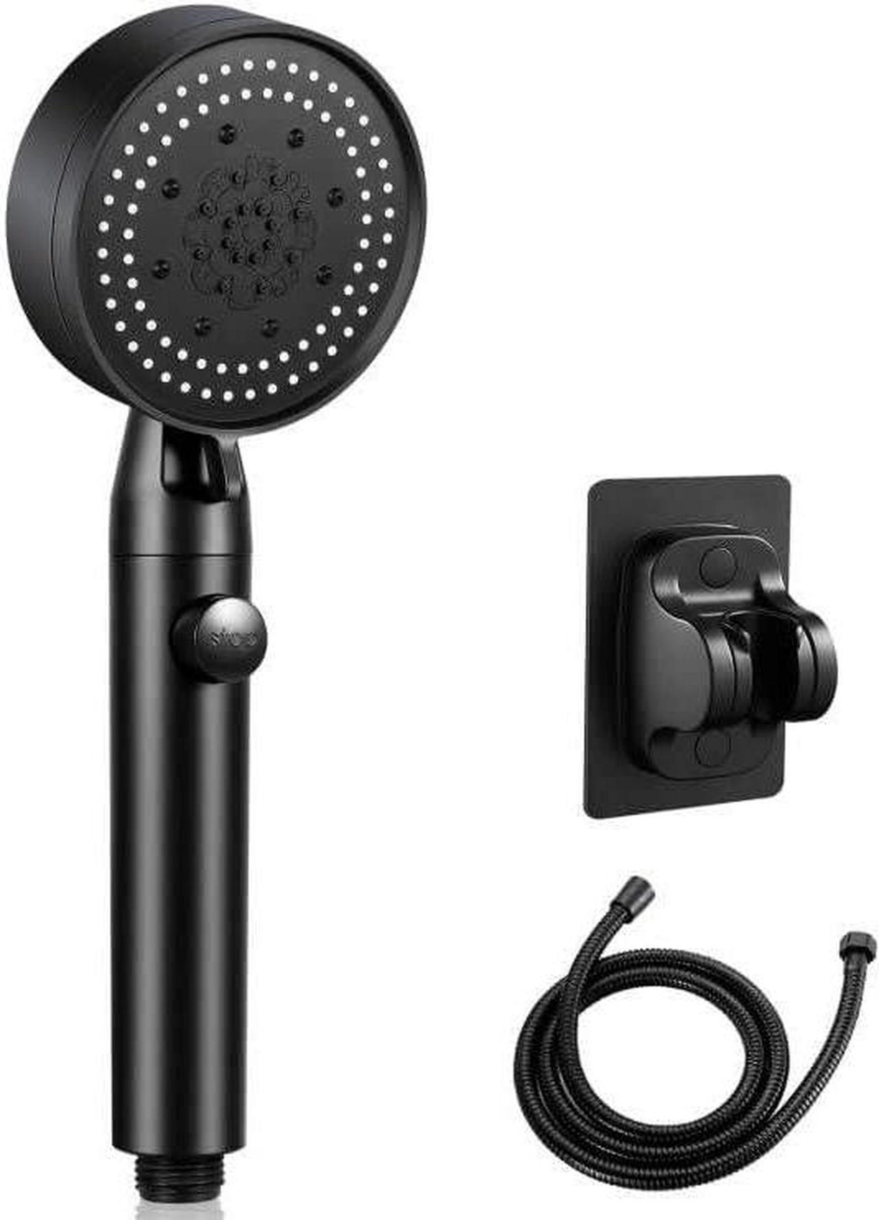 Lostrain Shower Head with Hose, Handheld High Pressure RV Water Saving On Off Switch Detachable Removable Hand Held Showerhead Set with Holder - Black