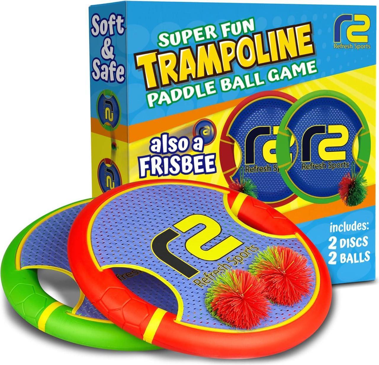 Bouncy Paddle Ball Game & Frisbee Disc: Outdoor Games for Kids Frisbees Toss and Catch Stringy Balls Set for Yard Games, Beach Games & Pool Outside Toys for Kids ALL AGES. Toy Gifts for Boys & Girls