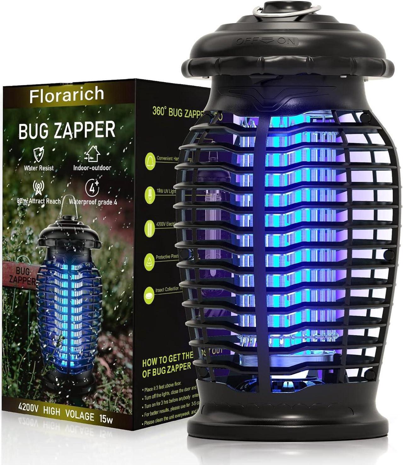 Florarich Bug Zapper for Outdoor Indoor, 4200V High Powered Waterproof Electronic Mosquito Zapper, Insect Killer Mosquito Trap