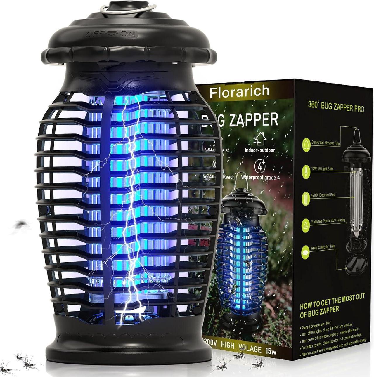 Bug Zapper for Outdoor Indoor, 4200V High Powered Waterproof Electronic Mosquito Zapper for Garden, Backyard, Patio