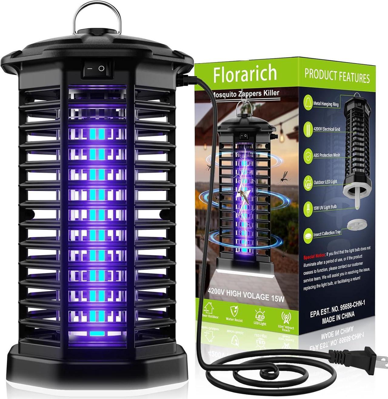 Bug Zapper Electric Mosquito Zapper for Outdoor with LED Light, 4200V High-Powered 18W Waterproof Electric Mosquito Killer for Home, Backyard, and Patio