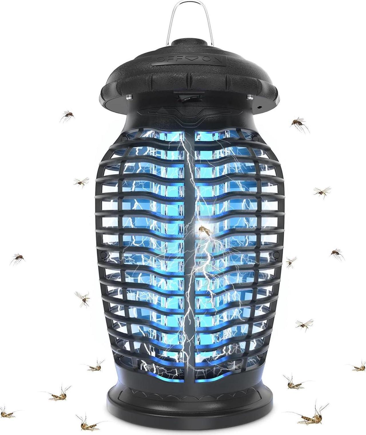 Bug Zapper Mosquito Killer for Outdoor Indoor, 4200V High Powered Powerful Electric Fly Zapper with 15W UV Light Lamp, Effective and IPX4 Waterproof Insect Killer Trap Moth Killer Wasp Killer