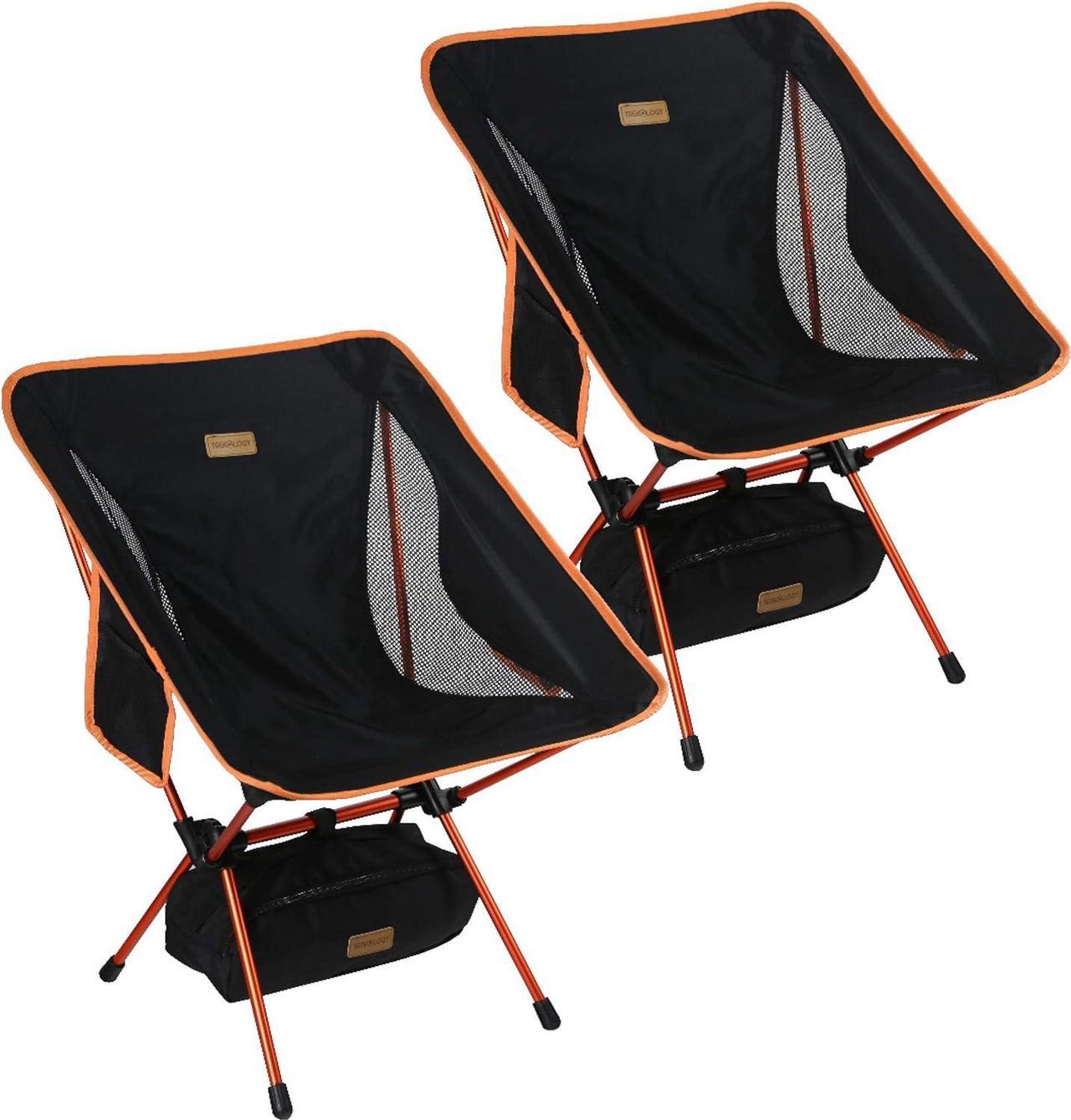 TREKOLOGY YIZI GO Portable Camping Chairs 2Pack - Compact Ultralight Folding Backpacking Chairs, Small Collapsible Foldable Packable Lightweight Backpack Chair in a Bag for Outdoor, Camp, Picnic