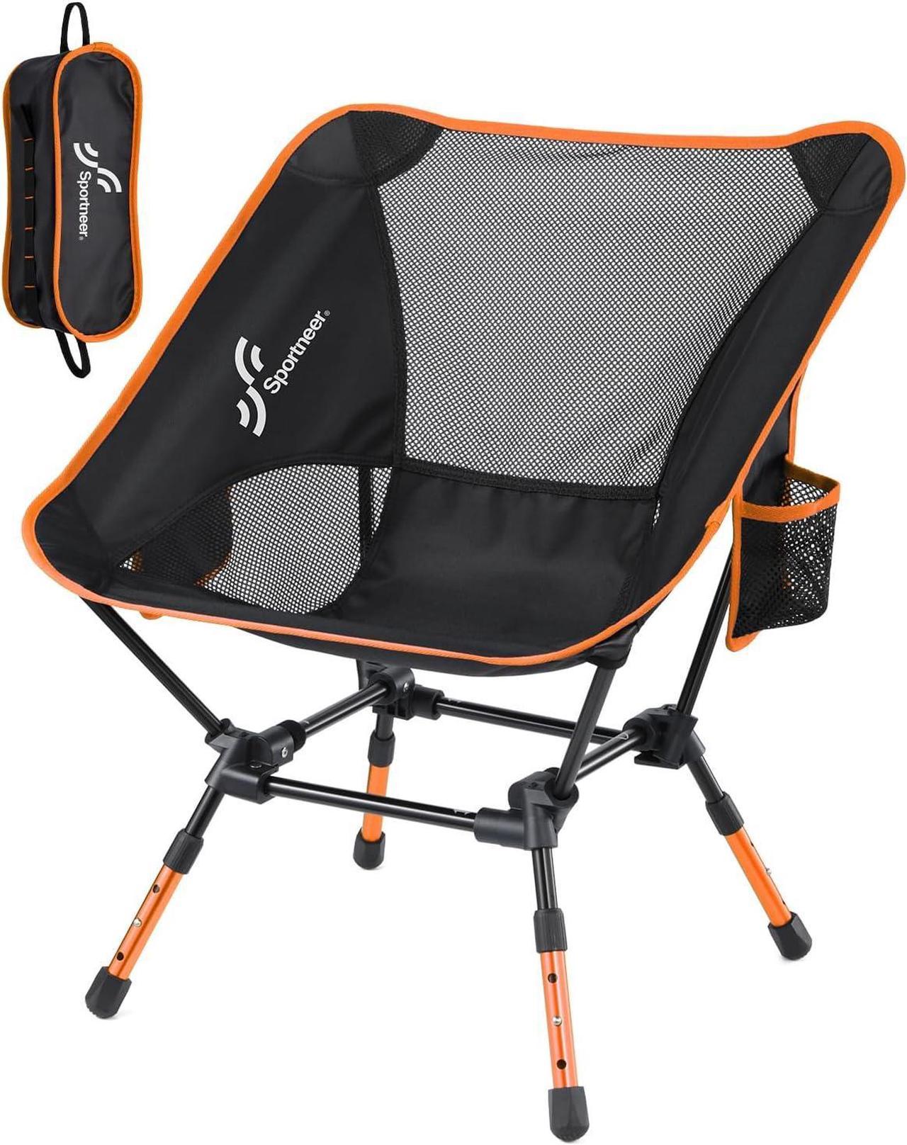 Sportneer Camping Chairs, Adjustable Height Folding Camping Chair Lightweight Camping Chairs for Adults Portable Camp Chair Foldable Compact Backpacking Chair for Outdoor Hiking Picnic (1, Orange)