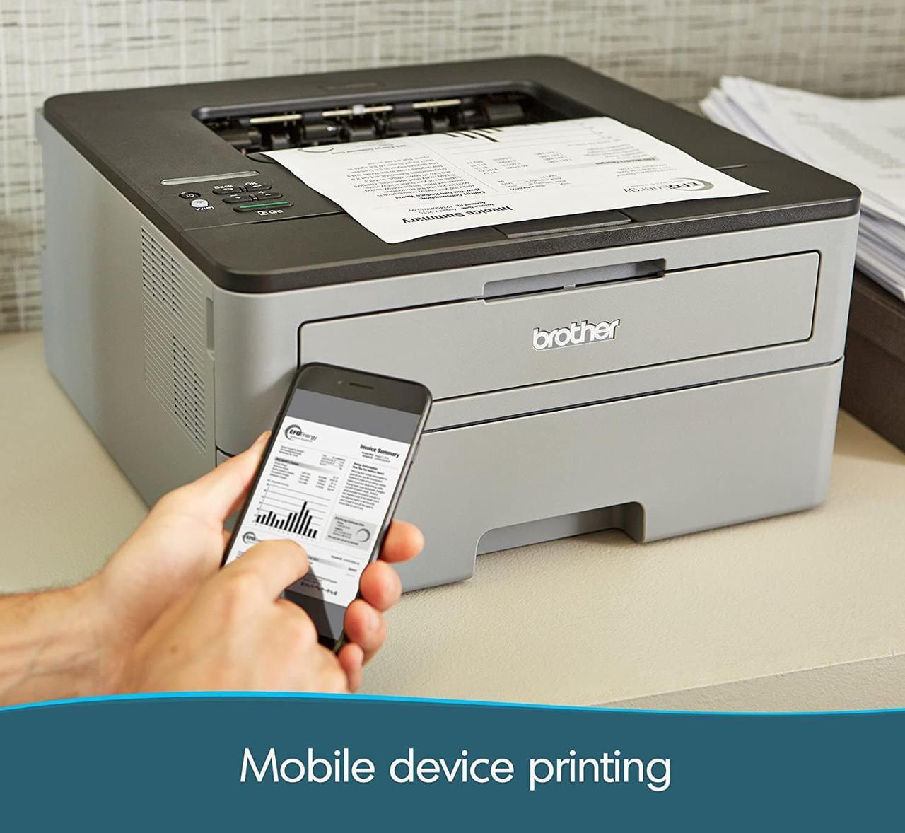 Alt view image 2 of 5 - Brother HL-L2350DW Compact Monochrome Laser Printer with Wireless Printing and Duplex Two-Sided Printing, with AHAGHUG Printer Cable