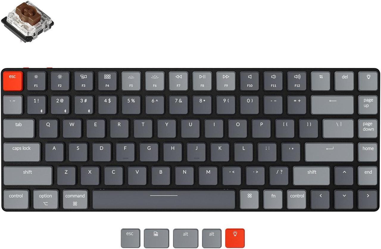 Keychron K3 Ultra-Slim Wireless Wired Mechanical Keyboard, Compact 84 Keys Bluetooth RGB LED Backlit for Mac Windows, Low Profile Gateron Brown Switch, Version 2