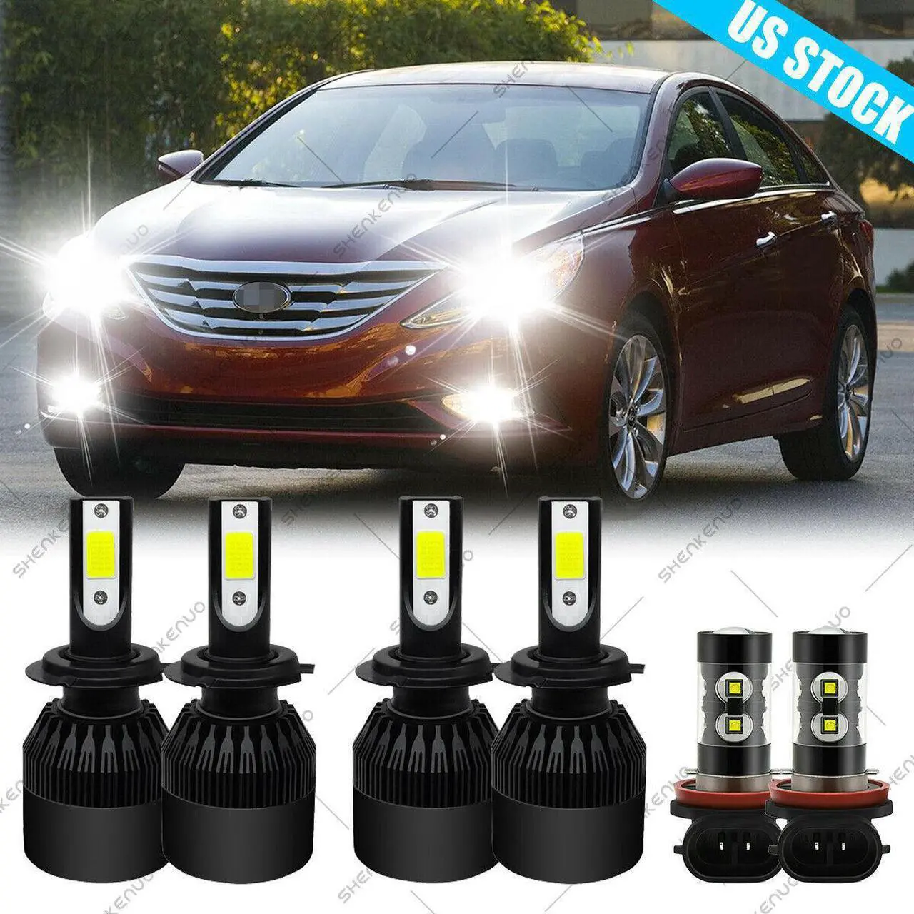 Main image of For Hyundai Sonata 2011 2012 2013 2014 LED Headlight Bulbs + FOG LAMP Combo Kit