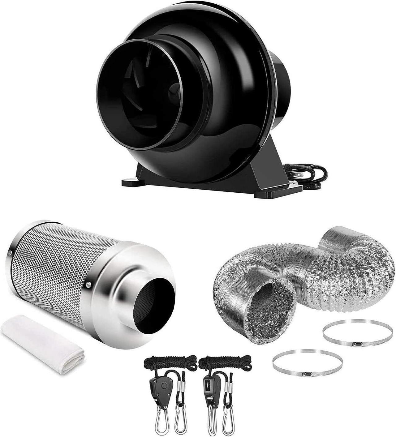 Main image of 4 Inch Inline Fan Air Carbon Filter Ducting Rope Combo for Grow Tent