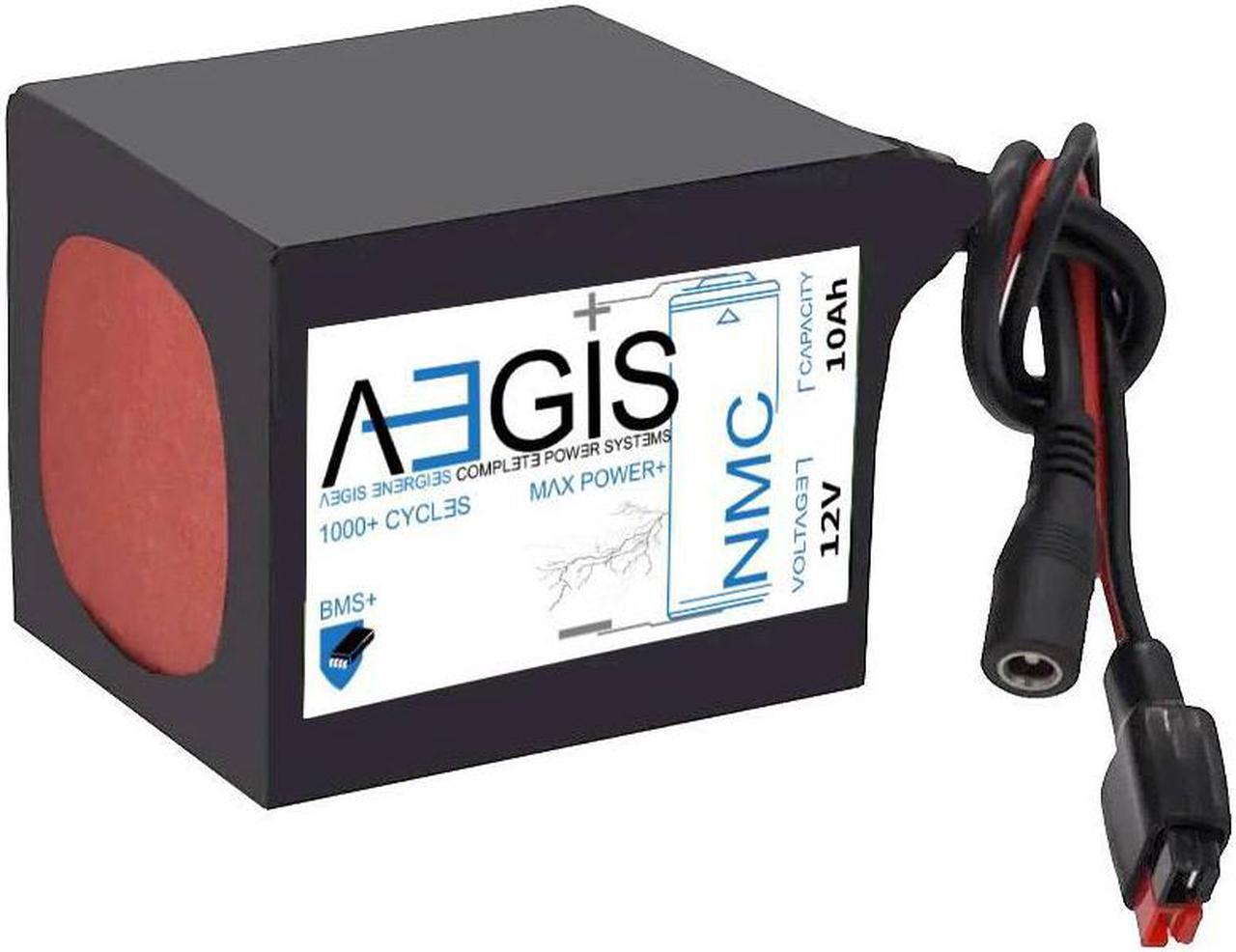 Aegis Battery 12V 10Ah Li-Ion Battery is a state of the art rechargeable battery pack made w/18650 Li-Ion cylindrical cells. Perfect for bike lighting, robots, laptops, DVD external batteries.