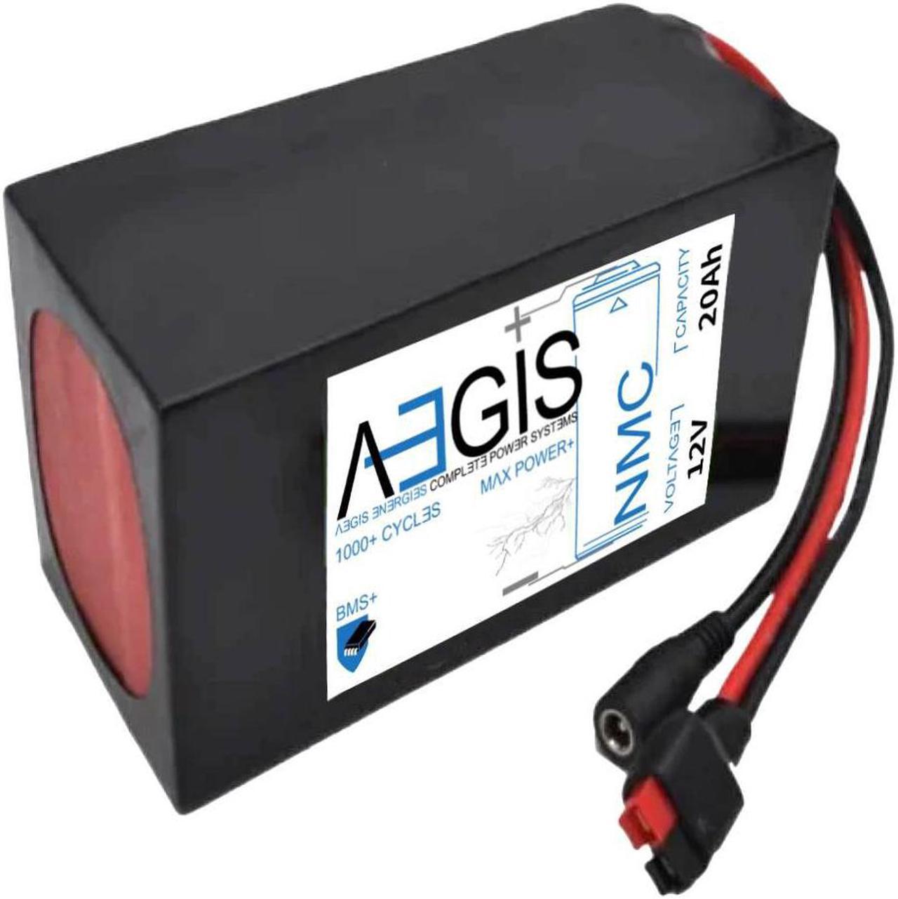 Aegis Battery 12V 20Ah Li-Ion Battery is a state of the art rechargeable battery pack made with 18650 Li-Ion cylindrical cells packed with black PVC shrink wrap.