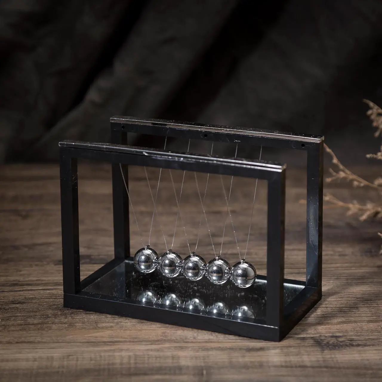 Alt view image 4 of 4 - THY COLLECTIBLES Newtons Cradle Balance Balls with Mirror Desk Top Decoration Kinetic Motion Toy for Home and Office