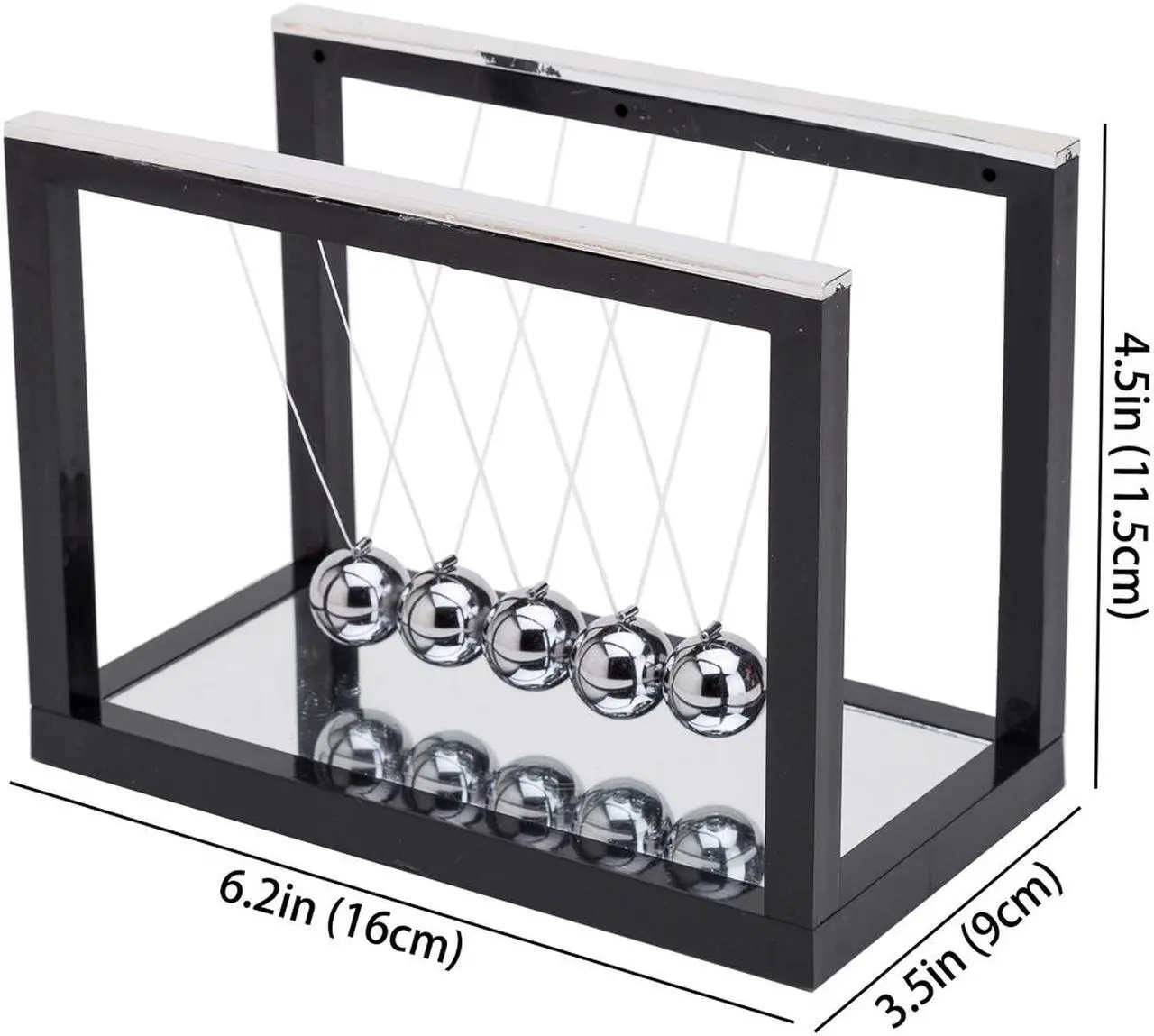 Alt view image 3 of 4 - THY COLLECTIBLES Newtons Cradle Balance Balls with Mirror Desk Top Decoration Kinetic Motion Toy for Home and Office