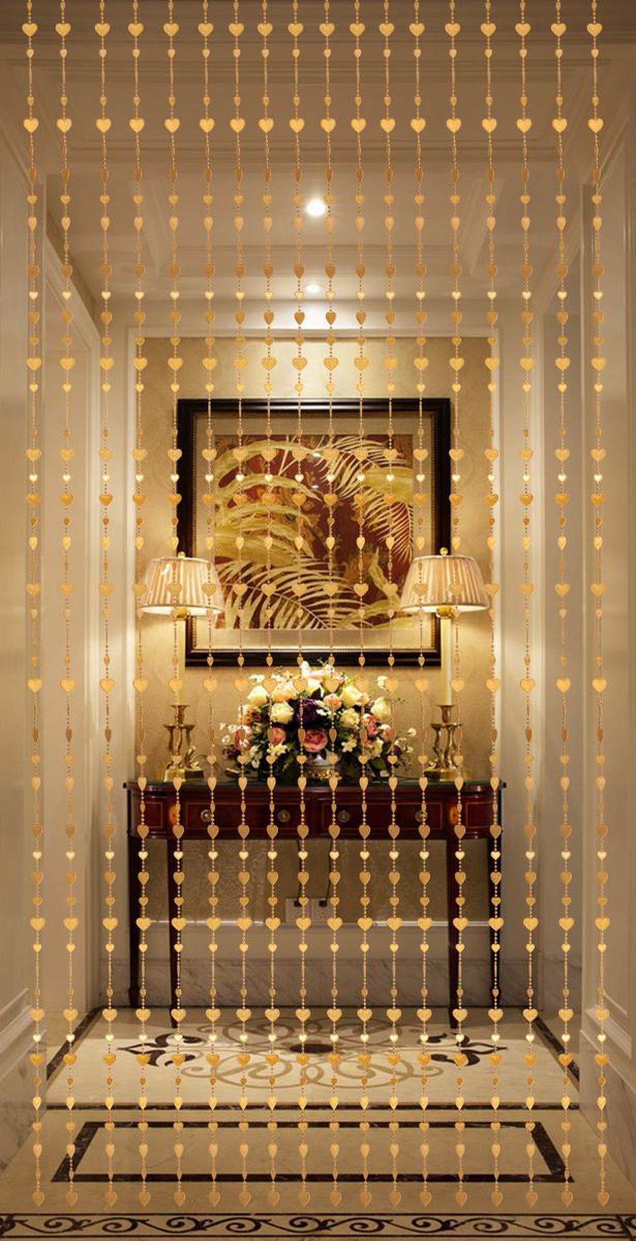 Main image of THY COLLECTIBLES Beautiful Home Decor Acrylic Beaded Curtain Door Screen Divider - Golden Hearts