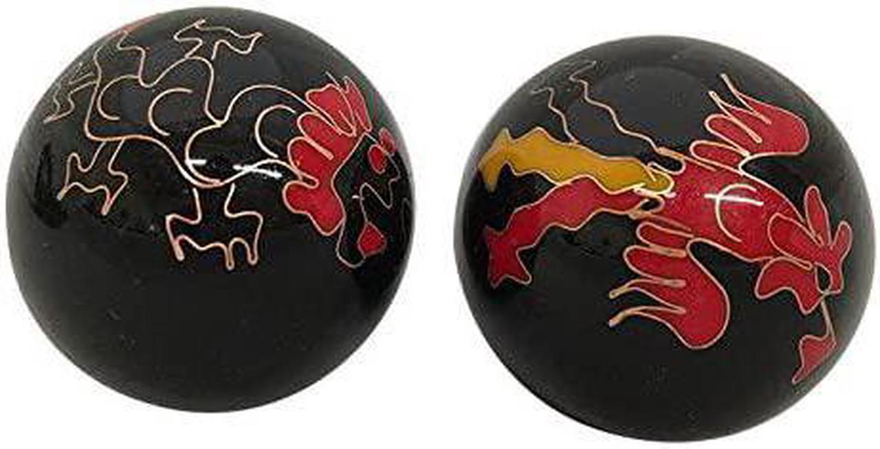 Alt view image 2 of 2 - Baoding Balls Chinese Health Massage Exercise Stress Balls -Black Dragon & Phoenix #2