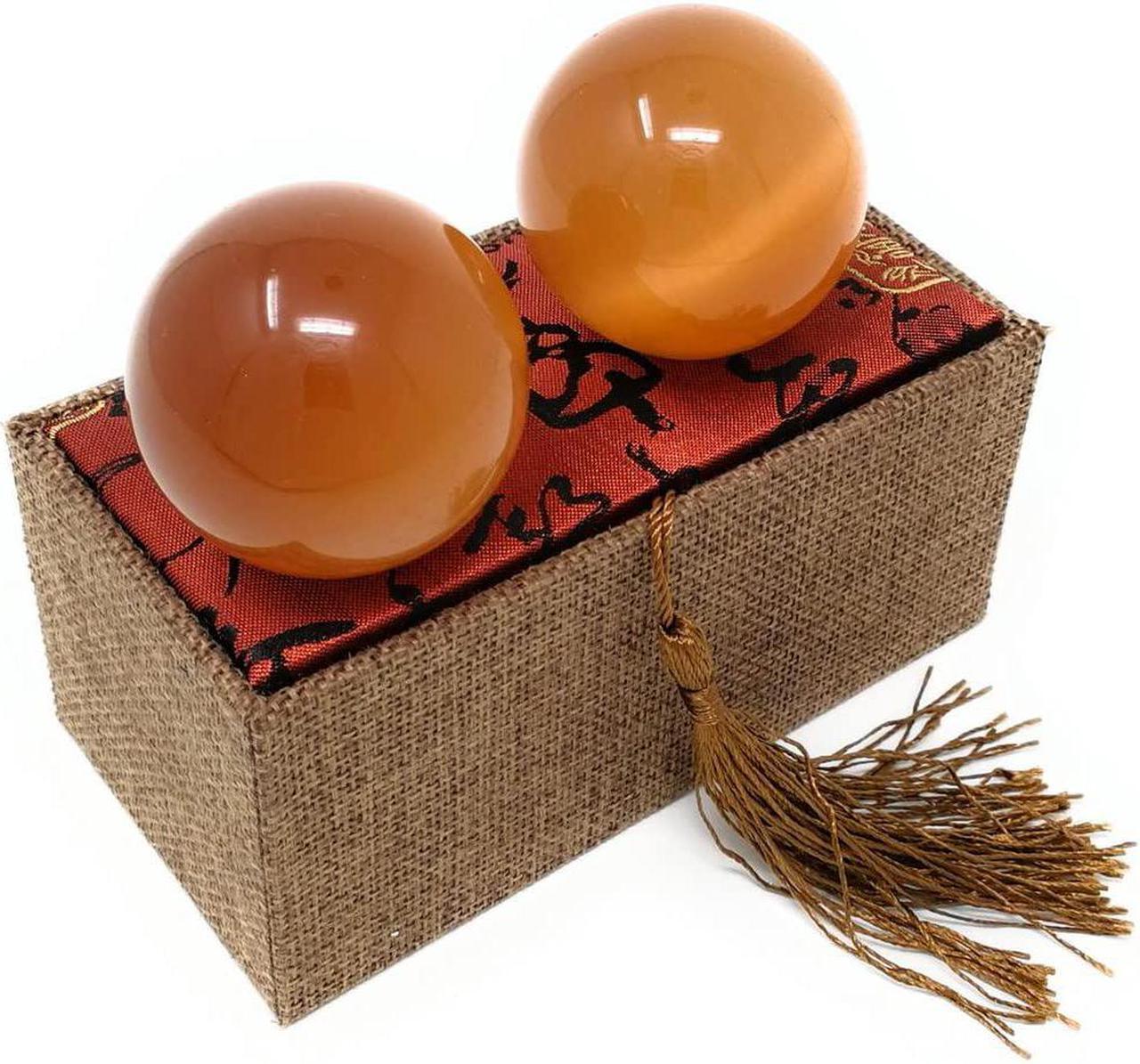 Main image of Artificial Tiger Eye Crystal Gemstone Quartz Chinese Health Stress Exercise Baoding Balls (Orange)