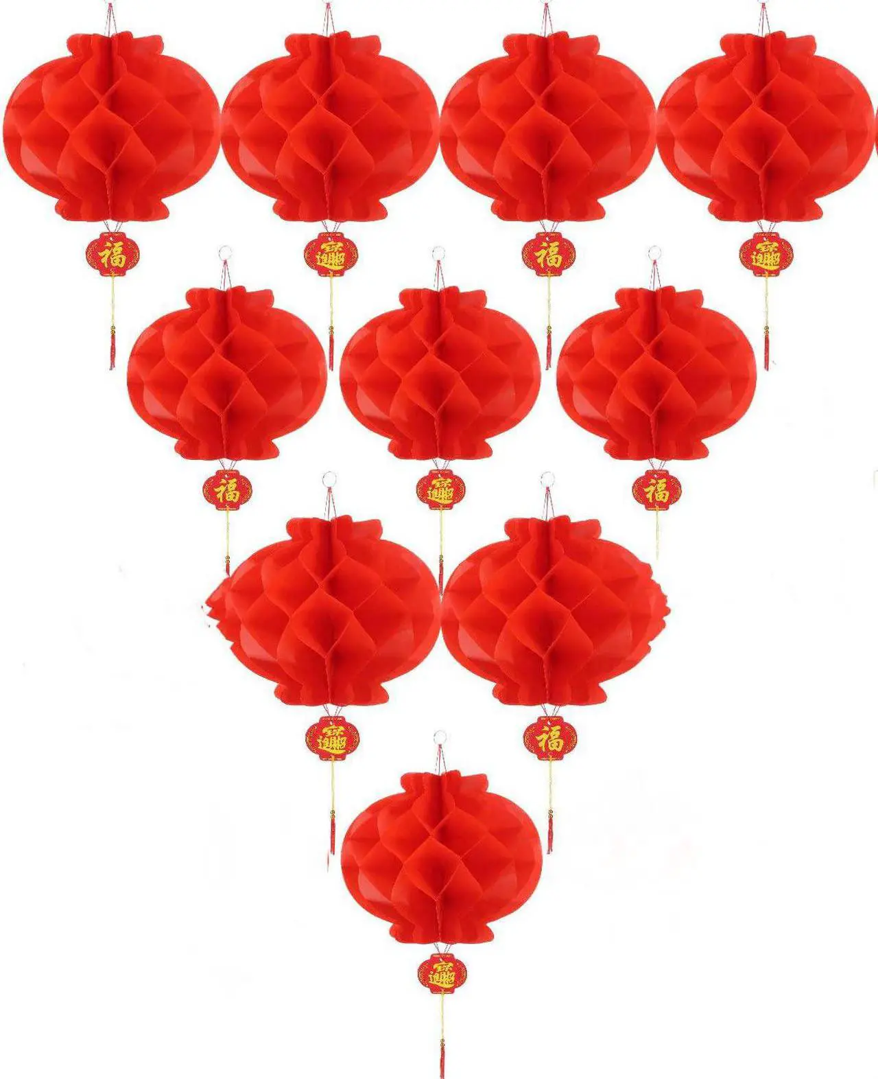 Main image of Red Paper Lantern Hanging Lanterns for Chinese Spring Festival, Wedding, Celebration, Lantern Festival Festive Decoration (8 INCH) (10 Piece)