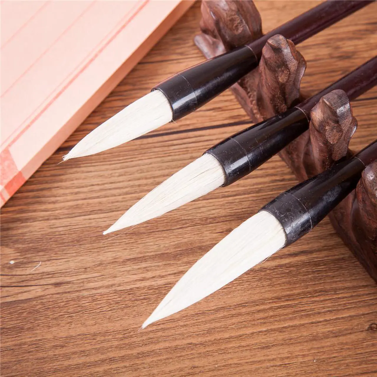 Alt view image 2 of 4 - Chinese Calligraphy Japanese Sumi Drawing Brush Hu Pen Yang Hao (Goat Hair) 3 Pcs Gift Set