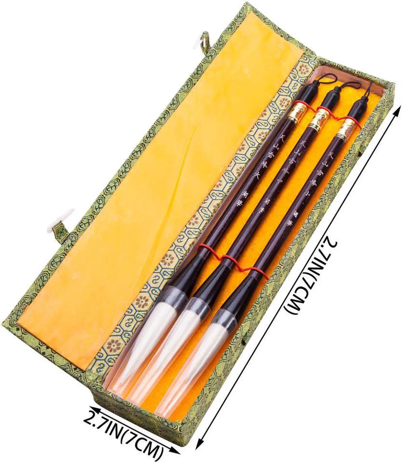 Alt view image 4 of 4 - Chinese Calligraphy Japanese Sumi Drawing Brush Hu Pen Yang Hao (Goat Hair) 3 Pcs Gift Set