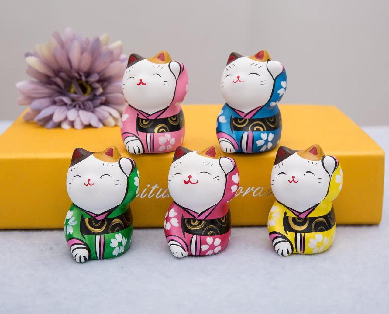Alt view image 2 of 2 - THY COLLECTIBLES Hand Painted Feng Shui Mini Maneki Neko Lucky Cat White