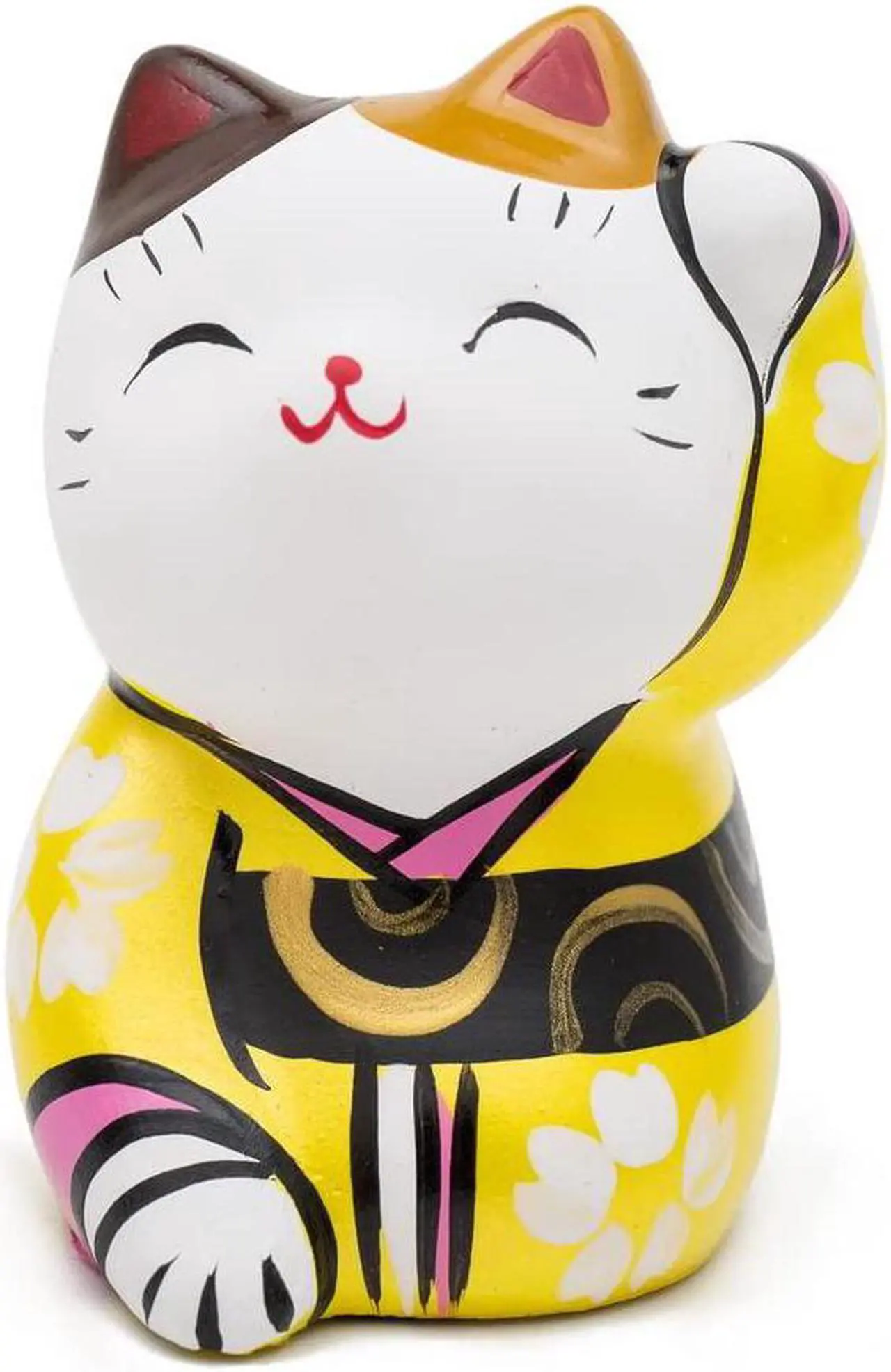 Main image of THY COLLECTIBLES Hand Painted Feng Shui Mini Maneki Neko Lucky Cat Yellow