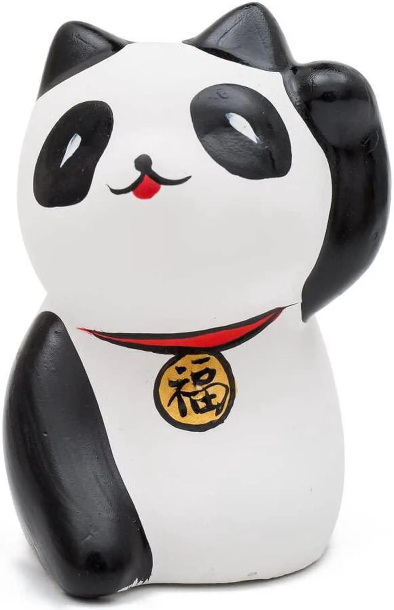 Main image of THY COLLECTIBLES Hand Painted Black & White Feng Shui Mini Maneki Neko Lucky Panda Cat Fu (Fortune)