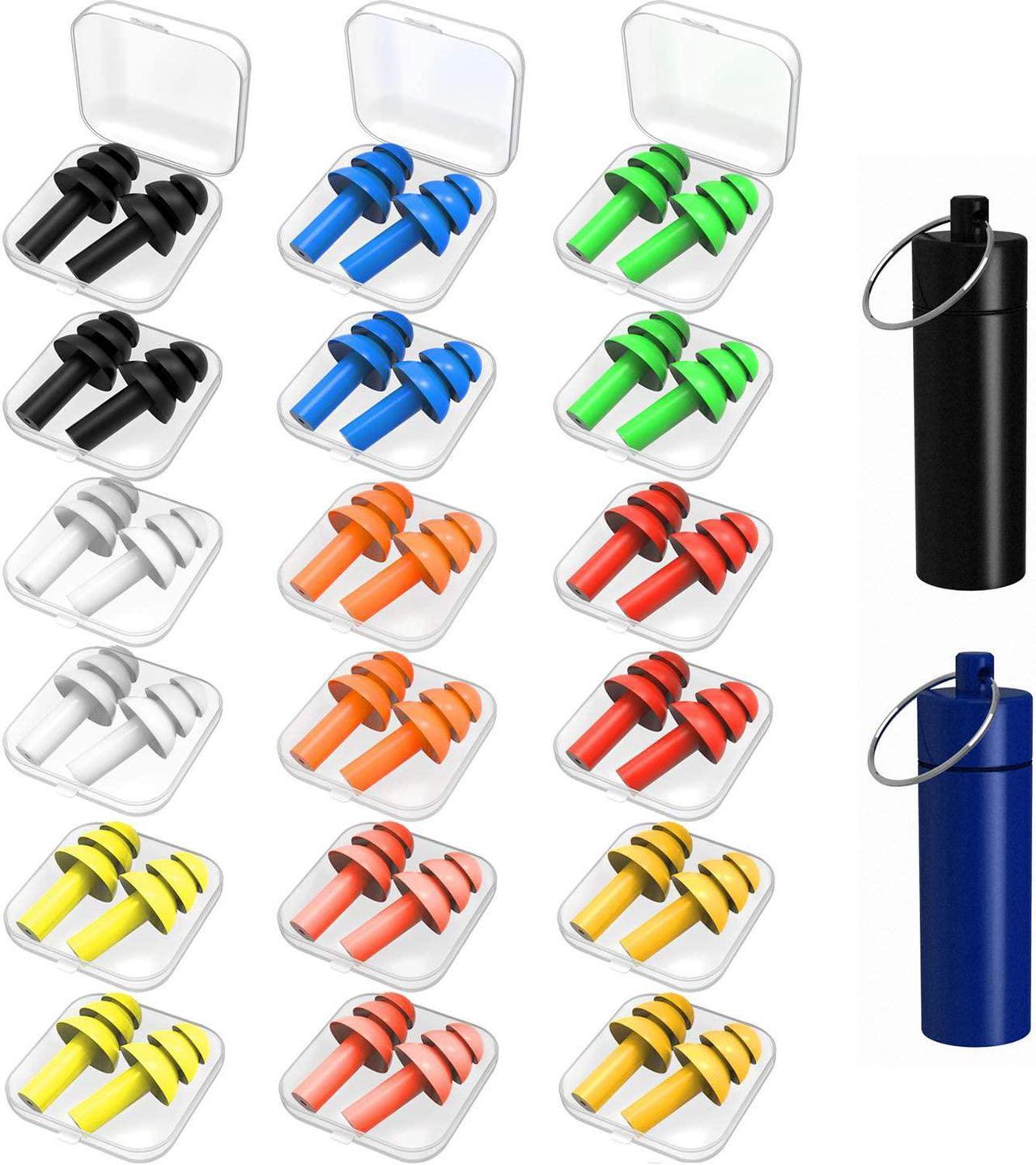 Main image of Earplugs for Sleeping, 18 Pairs Silicone Ear Plugs for Swimming with Aluminum Carry Case Noise Reduction for Learning, Hearing Protection, Concerts, Airplanes, Shooting for Woman, Man, Kids