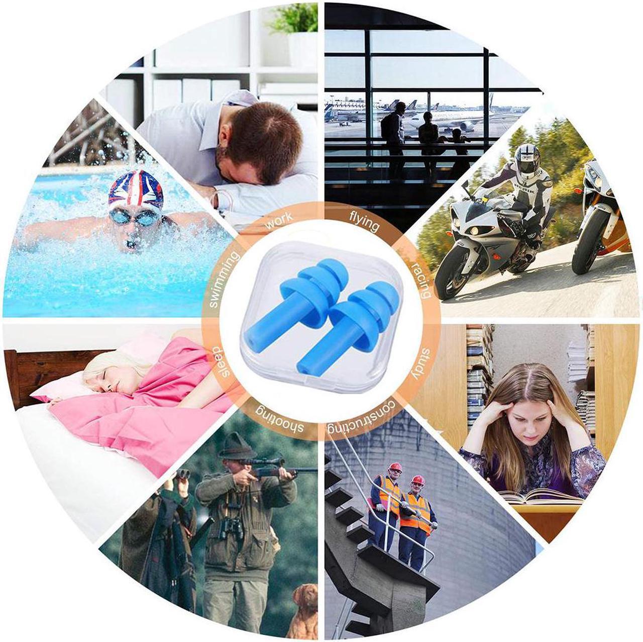 Alt view image 7 of 7 - Earplugs for Sleeping, 18 Pairs Silicone Ear Plugs for Swimming with Aluminum Carry Case Noise Reduction for Learning, Hearing Protection, Concerts, Airplanes, Shooting for Woman, Man, Kids