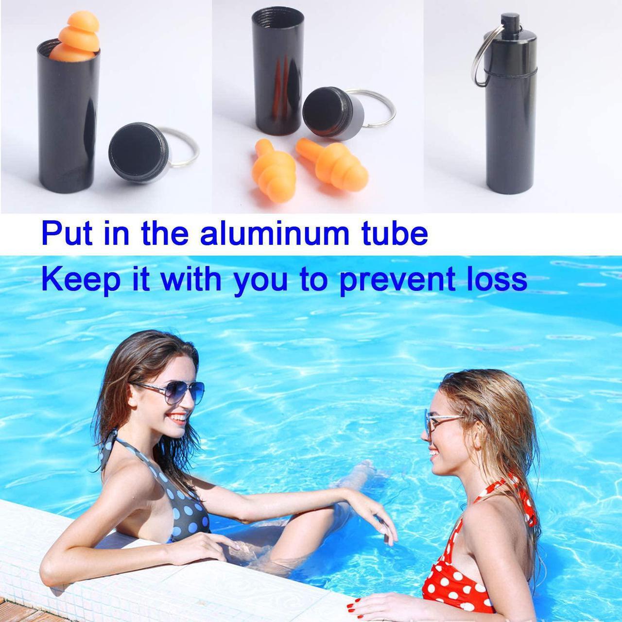 Alt view image 6 of 7 - Earplugs for Sleeping, 18 Pairs Silicone Ear Plugs for Swimming with Aluminum Carry Case Noise Reduction for Learning, Hearing Protection, Concerts, Airplanes, Shooting for Woman, Man, Kids