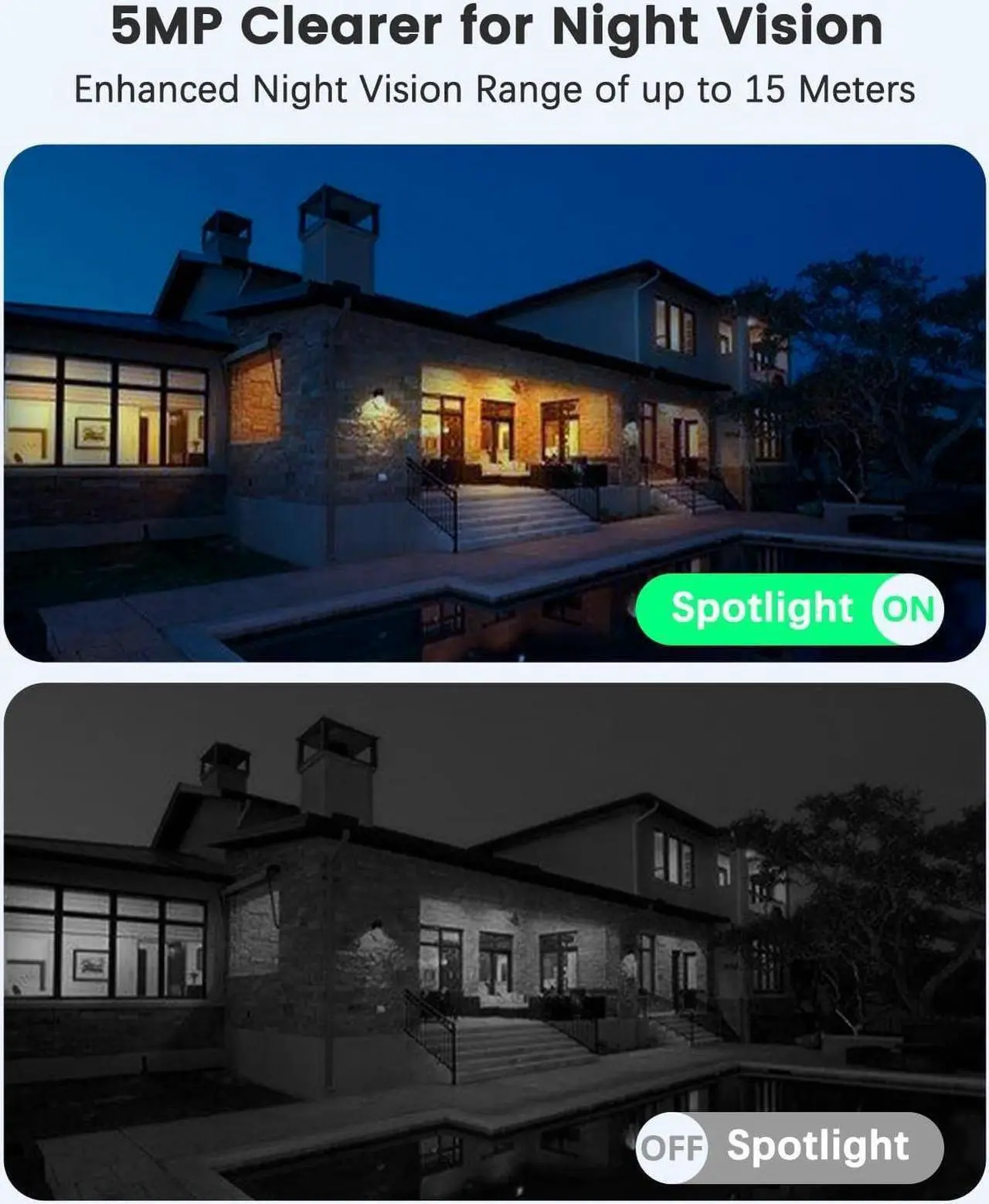 Alt view image 4 of 6 - 5MP Security Cameras Wireless Outdoor, Solar Security Cameras Wireless Outdoor with Pan/Tilt/Zoom, 5W Solar/ 10000mAh Battery, Color Night Vision, Siren & Spotlight, Human Detection, Alexa