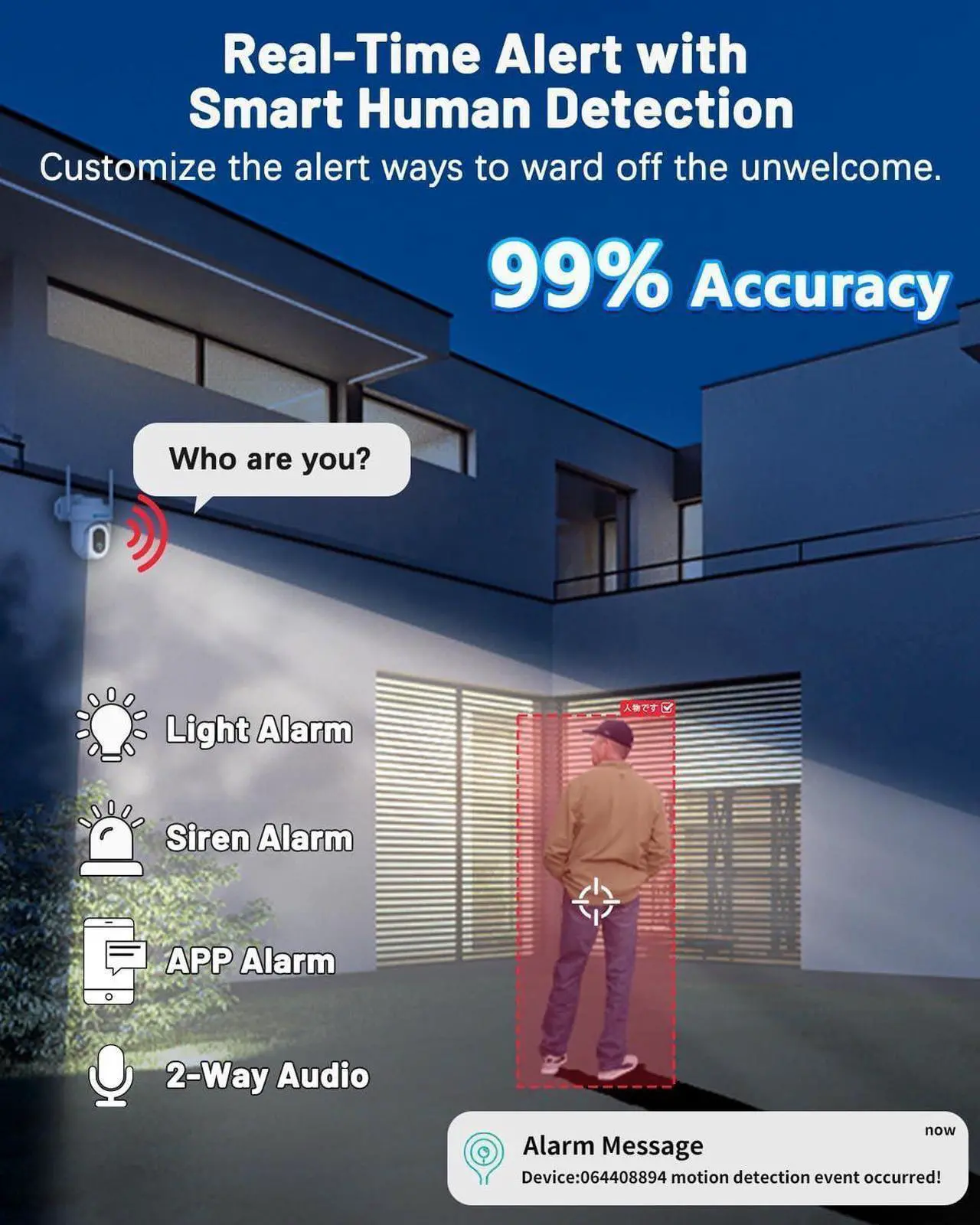 Alt view image 5 of 6 - 5MP Security Cameras Wireless Outdoor, Solar Security Cameras Wireless Outdoor with Pan/Tilt/Zoom, 5W Solar/ 10000mAh Battery, Color Night Vision, Siren & Spotlight, Human Detection, Alexa