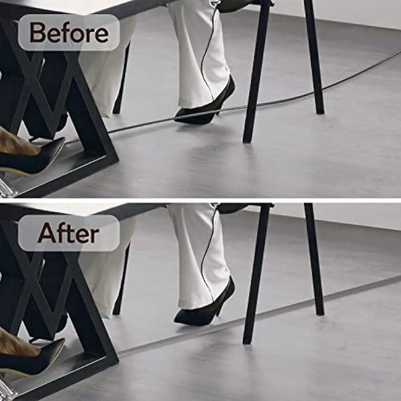 Alt view image 4 of 4 - Rubber Bond Cord Cover Floor Cable Protector - Strong Self Adhesive Floor Cord Covers for Wires - Low Profile Extension Cord Covers for Floor & Wall - Grey - Thin Cord - 4 Feet