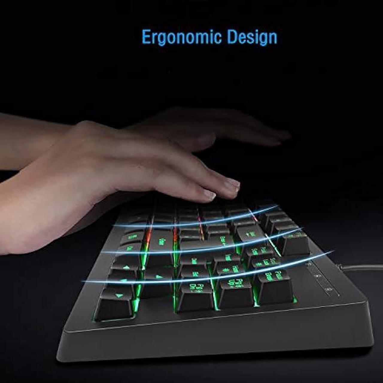 Alt view image 4 of 4 - RGB 87 Keys Gaming Keyboard and Backlit Mouse Combo,BlueFinger USB Wired Rainbow Keyboard,Gaming Keyboard Set for Laptop PC Computer Game and Work