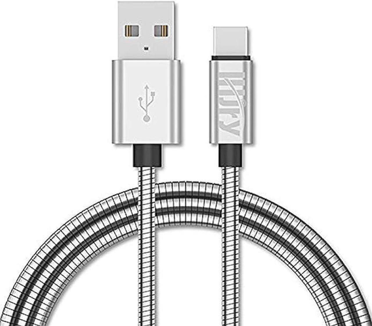 Alt view image 2 of 4 - LHJRY USB Type C Cable, [6.6ft 2 Pack] Metal Braided Indestructible Chew Proof 3A Fast Charging Cord for Samsung Galaxy Note 20 10 9 S21 S20 S10 S9 S8, LG V50 V20 G5 and Other USB C Charger,Silver