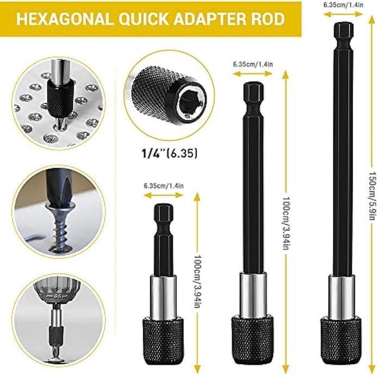 Alt view image 4 of 4 - Flexible Drill Bit Extension Set, 105° Right Angle Drill Attachment, 1/4 3/8 1/2 Hex Shank Impact Driver Socket Adapter Rotatable Socket, Bendable Drill Bit Extension and Screwdriver Bit Kit