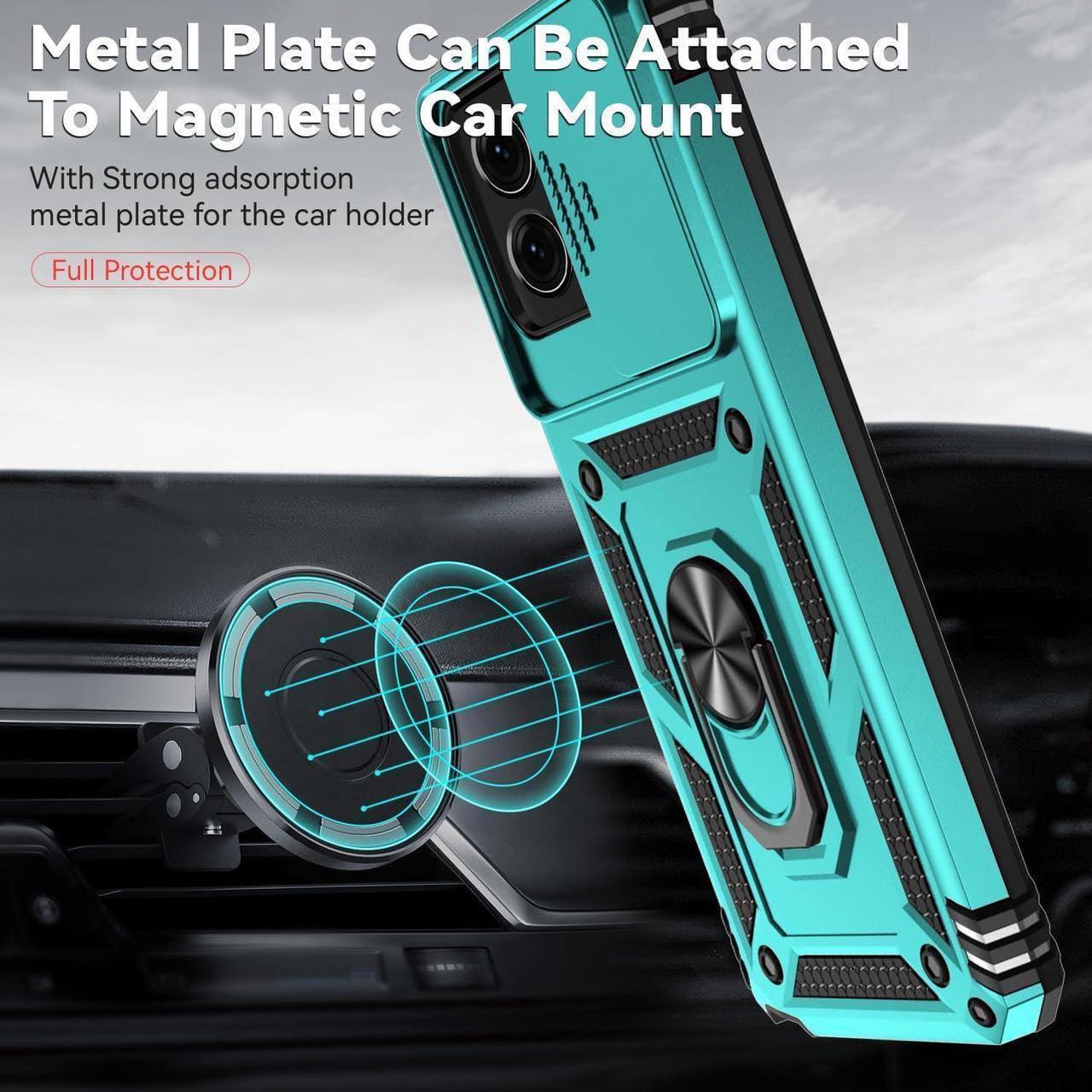 Alt view image 3 of 4 - Cellular Phone Case for Motorola Moto G Stylus 5G 2023, Mint w/ Slide Camera 2nd gen. Military Grade, HD Screen Protector, Magnetic Ring Holder Kickstand, Protective Phone Case