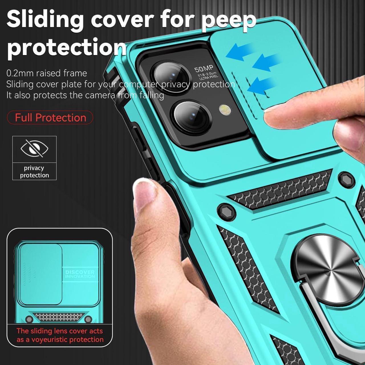 Alt view image 4 of 4 - Cellular Phone Case for Motorola Moto G Stylus 5G 2023, Mint w/ Slide Camera 2nd gen. Military Grade, HD Screen Protector, Magnetic Ring Holder Kickstand, Protective Phone Case