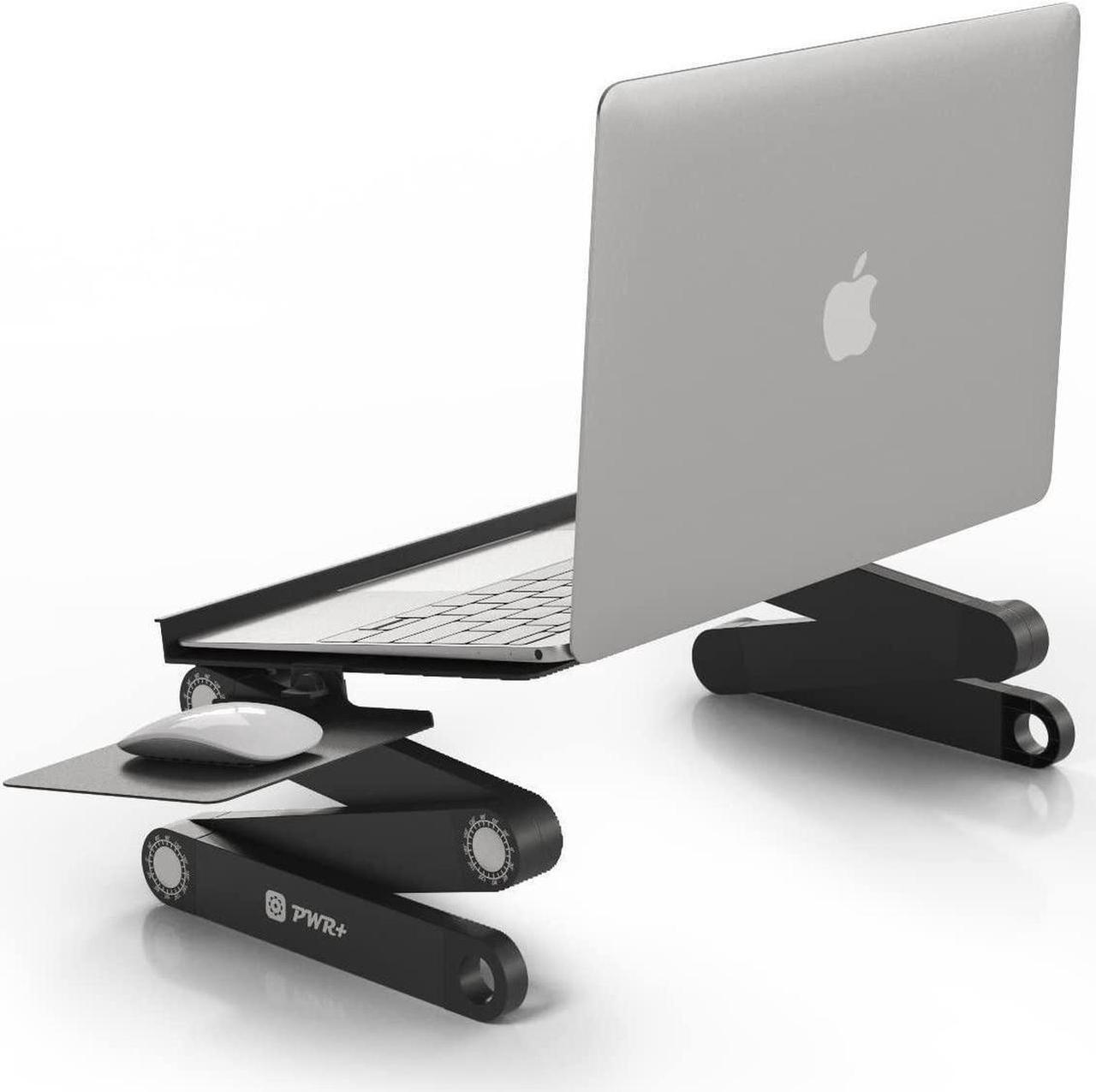 Alt view image 3 of 4 - Laptop Table Stand Adjustable Riser: Portable with Mouse Pad Fully Ergonomic Mount Ultrabook MacBook Gaming Notebook Light Weight Aluminum Black Bed Tray Desk Book Fans Up to 17 inch