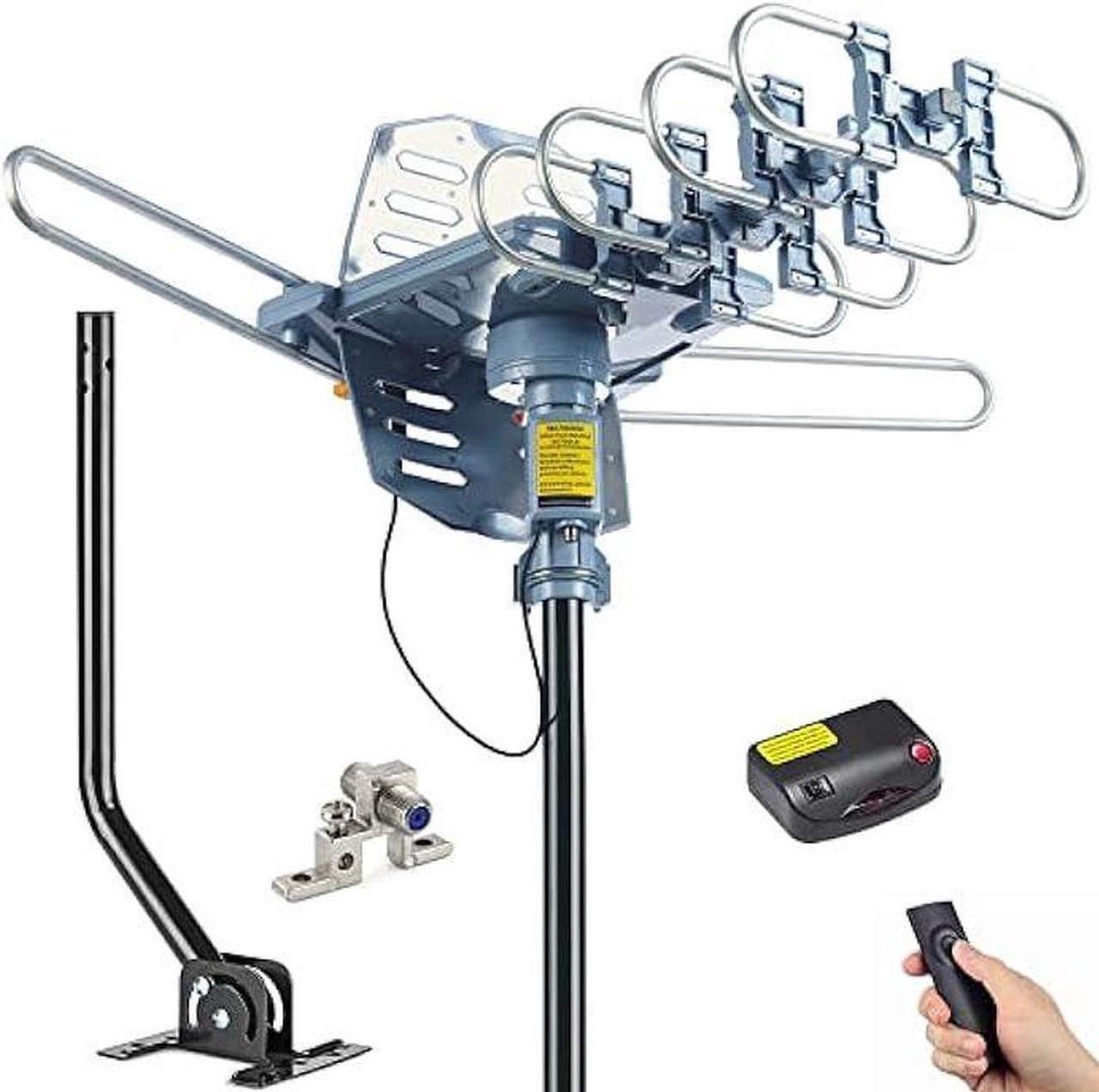 Alt view image 3 of 4 - PBD Digital Outdoor TV Antenna, 150 Mile Motorized 360 Degree Rotation Support 2 TVs, Grounding Block, Mounting Pole, 50FT RG6 Coax Cable, Wireless Remote Control, UHF/VHF, Snap-On Installation